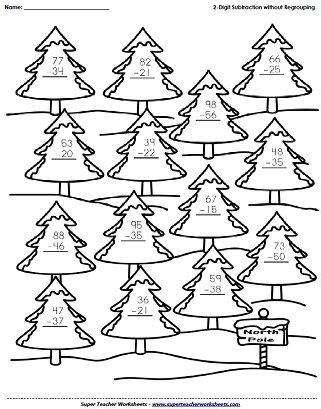 christmas tree addition worksheet  shown  numbers   row