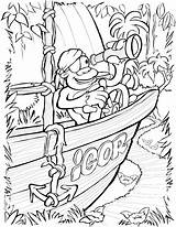 Pirate Coloring Pirates Monkey Kids Pages Children Boat Big Print Justcolor Color sketch template