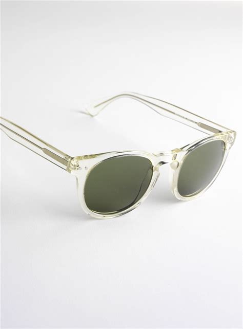 semi round sunglasses in champagne with green lenses the ben silver