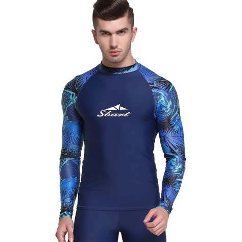 Sbart Men S Long Sleeve Rashguard Swim Shirt Uv Sun Protection Upf 50