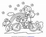 Coloring Bike Girl Riding Spring Pages Color Cute Kids Seasons Printable Colouring Girls Allkidsnetwork Bikes Online Summer Print sketch template