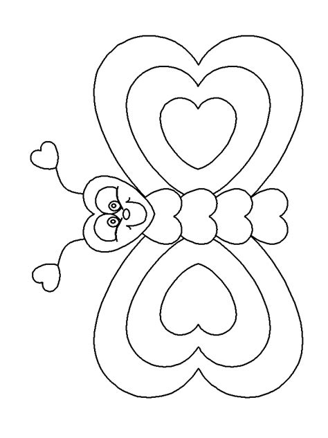 print coloring page  book heartbutterfly valentines coloring page
