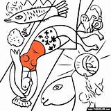 Chagall Marc Thecolor Famous Coloring sketch template