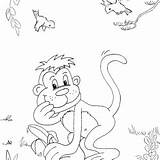Banana Monkey Eating Coloring sketch template