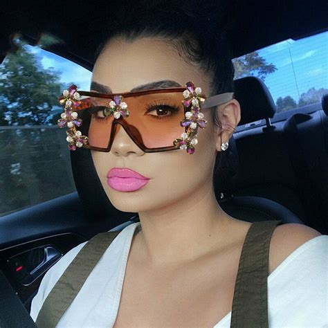 diamond sunglasses women luxury fashion oversized square gradient punk