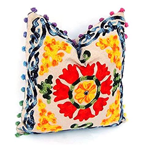 multicolor 100 cotton suzani hand embroidery cushion covers size 16