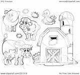 Farm Animals Coloring Barn Outlines Clipart Animal Pages Illustration Digital Collage Granary Royalty Rf Visekart Clipartof Printable Book Sheets Print sketch template