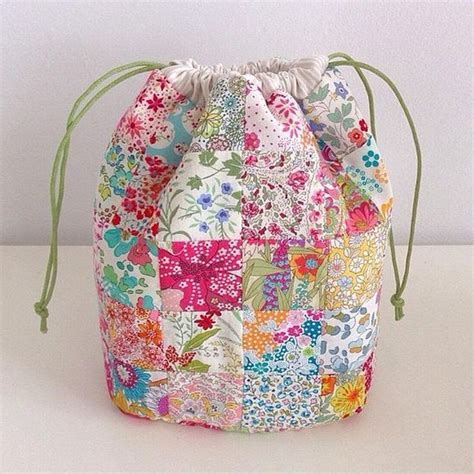 drawstring patchwork bag pattern quilted pouch sewing etsy bag