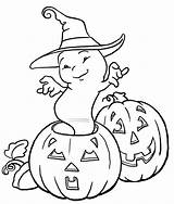 Ghost Coloring Pages Cute Halloween Printable sketch template