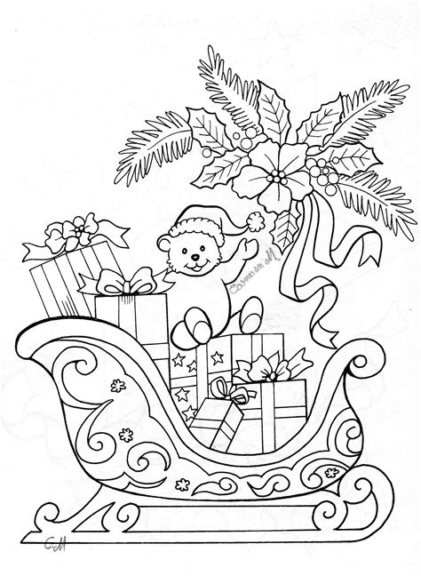 christmas sleigh christmas coloring sheets detailed coloring pages