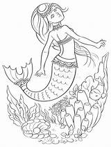 Sirena Coloritura Oceano Meerjungfrau Wasser Farbtonseite Schwimmt Ozean Nuota sketch template