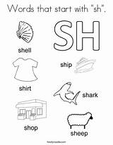 Words Coloring Sh Start Kids Worksheets Kindergarten Phonics Pages English Writing Favorites Login Add Twistynoodle Cursive sketch template