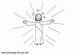 Jesus Arms Open Colouring Pages Coloring Hugging Christ Hug Message Template sketch template