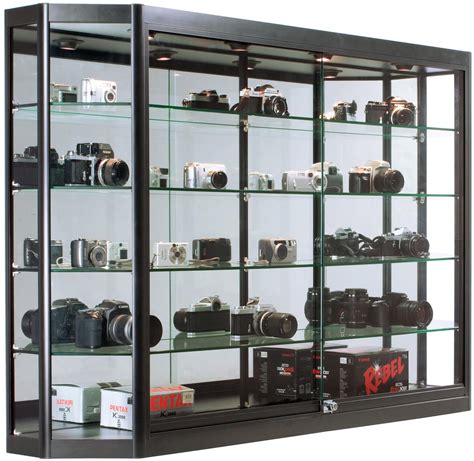 illuminated wall display cabinet  deep shelves