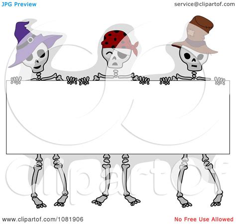 clipart skeletons holding a halloween sign royalty free