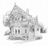 Coloring Pages Victorian Lang Adult Mansion House Colouring Houses Adults William Printable Ausmalbilder Häuser Drawings Ausmalen Kids Color Erwachsene Sheets sketch template