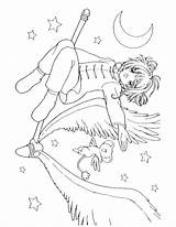 Chasseuse Coloriage Lune sketch template