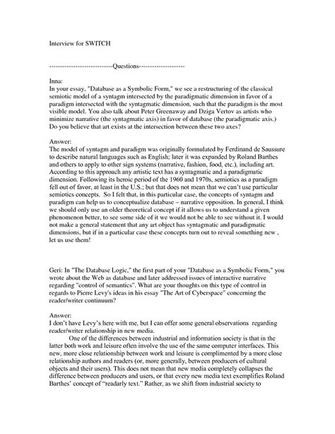 sample interview essay  document template