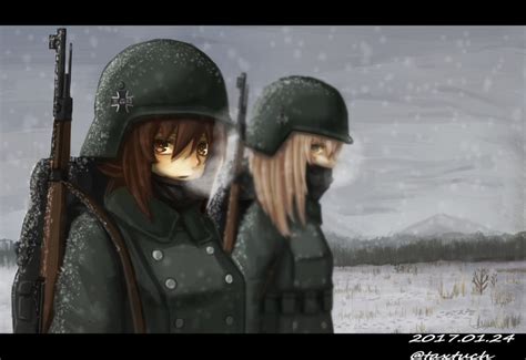 Nishizumi Maho And Itsumi Erika Girls Und Panzer Drawn