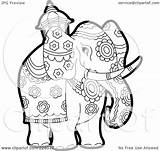 Outline Coloring Elephant Pageant Royalty Illustration Clipart Pages Rf Lal Perera Getcolorings sketch template