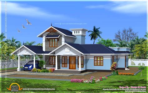kerala model villa  open courtyard indian house plans