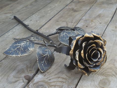 forged metal rose steel rose iron flower metal sculpture
