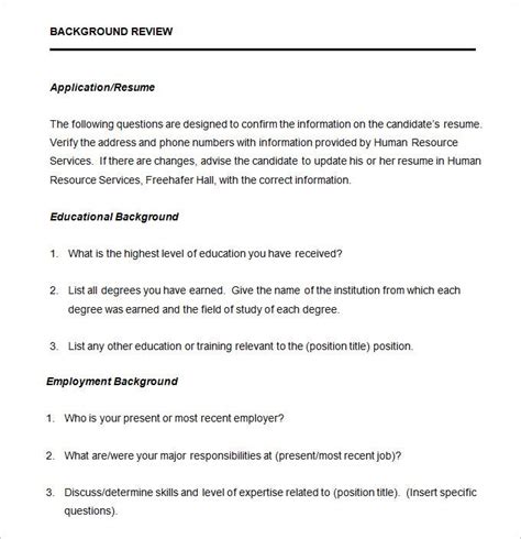 interview form sample master  template document