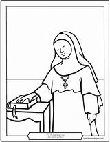 Nun Catholic Coloring Saint Pages Nuns Saints Sister Sisters Female Benedictine Catechism Saintanneshelper sketch template