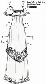 Regency Gown Coloring Dolls sketch template