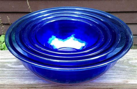 Pyrex Glass Cobalt Blue Mixing Bowls Pyrex Glass Mixing