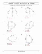 Trapezoids Perimeter Calculating Math sketch template