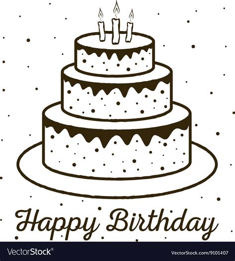 happy birthday greeting card birthday cake vector image
