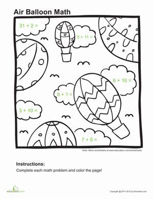 addition coloring page coloring worksheets  kindergarten math