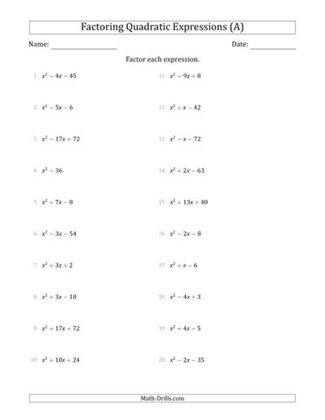 factoring quadratic expressions   coefficients