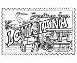 Louisiana Coloring Pages Printables State Usa Stamp Sheets Printable Cajun States Kids Crawfish La Theme Projects History Print Sketch Template sketch template