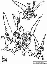 Oz Monkeys Winged Wizard Dorothy Tin Carry Toto Llustration Denslow Based Man sketch template