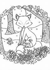 Fox Color Printable Number Coloring Pages Winter Print Animal sketch template
