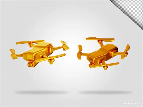premium psd golden drone  render illustration isolated