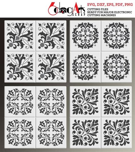 tile digital stencil template designs svg dxf cut files etsy