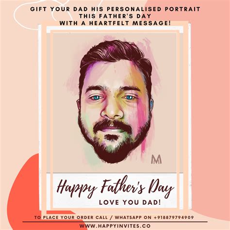 Get Fathers Day Portrait Card Greeting Dad Son Daughter Portrait