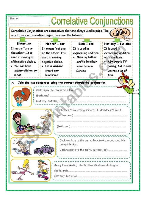 correlative conjunctions part  esl worksheet  missola