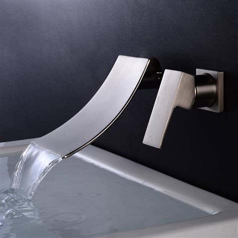 luxury bathtub faucet chromeblack brass wall mount waterfall bathroom faucet big square spout