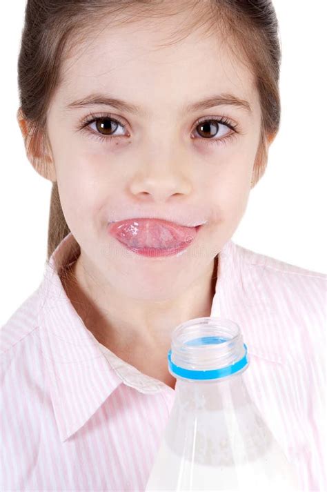 Girl With Milk Licking Lips Stock Images Image 12469414