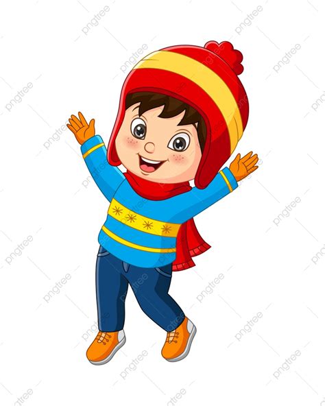 gambar kartun anak kecil mengenakan pakaian musim dingin musim dingin