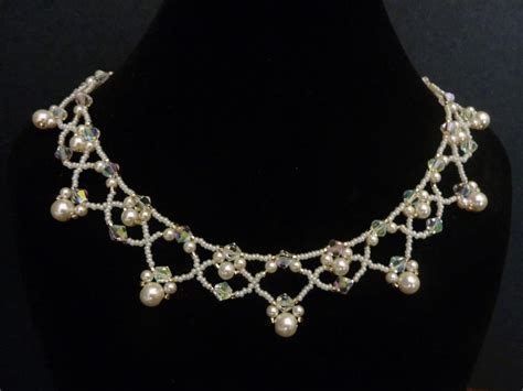 beading pattern  necklace netted pearls beaddiagramscom