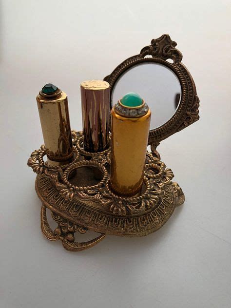 vintage lipstick holder signed celeste w mirror holds 5 lipstick tubes