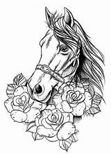 Horse Coloring Pages Tattoo Head Colouring Kinda Animal Choose Board sketch template