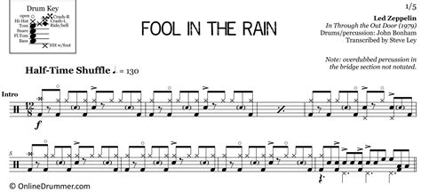 Fool In The Rain Led Zeppelin Drum Sheet Music