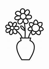 Vase Coloring Flowers Flower Pages Easy Kids Drawing Drawings Colouring Flowercoloringpage sketch template