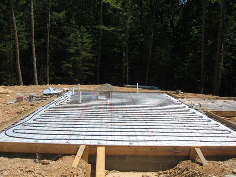 modern mountain home radiant floor system  place